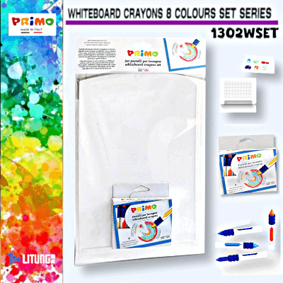 Primo 白板蠟筆 8 色套裝 (專用PP白板) (Primo Whiteboard Crayons 8 Colors Set ( with PP whiteboard)