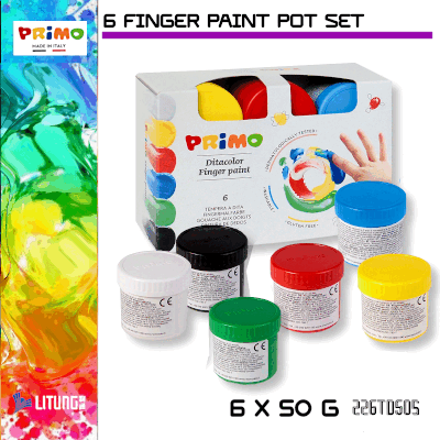 Primo 手指畫罐裝 6色x 50gm (Primo 6 Finger Paint Pot Set 6x50gm)