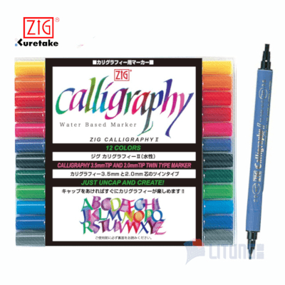 ZIG Calligraphy Ⅱ- 12色書法筆 雙頭 (3.5mm, 2mm)