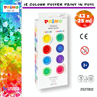 Primo  12 色海報顏料(25ml x12罐裝) (Primo 12 Colour Poster Paint in Pots(12x25ml))
