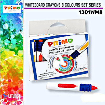 Primo 白板蠟筆 8 色連筆套裝(附小白板) (Primo Whiteboard Crayons 8 Colors Set ( with PP small whiteboard)
