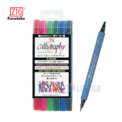 ZIG Calligraphy Ⅱ- 6色書法筆 雙頭 (3.5mm, 2mm)