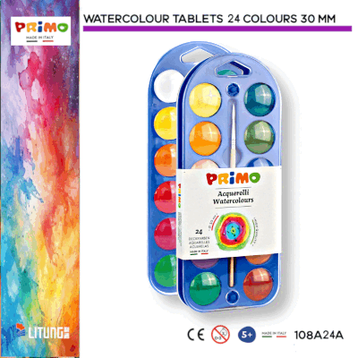  Primo  24色水彩片裝套裝 Ø 30 mm (Primo Watercolor Tablets Set 24 Colors Ø 30 mm)
