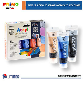  Primo 精細金屬色塑膠彩 75 ml 5 管畫盒套裝