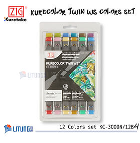 ZIG 吳竹漫畫雙頭水彩筆麥克筆12色套裝(暗淡色彩)