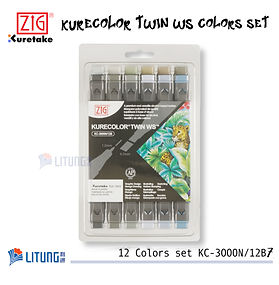ZIG 吳竹漫畫雙頭水彩筆麥克筆12色套裝(灰色彩)