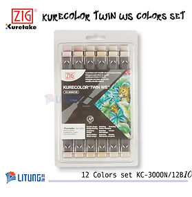 ZIG 吳竹漫畫雙頭水彩筆麥克筆12色套裝(中性和自然色彩)