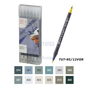 ZIG 軟硬雙頭水彩繪筆 Grey