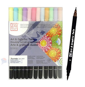 ZIG 藝水彩筆 12 色 (0.80mm 幼筆咀 / 水彩筆掃) Pastel