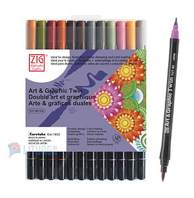  ZIG 藝水彩筆 12 色 (0.80mm 幼筆咀 / 水彩筆掃) Muted