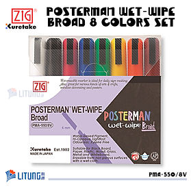ZIG Posterman 6mm 濕擦廣告筆 (8色裝)