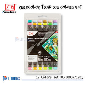 ZIG 吳竹漫畫雙頭水彩筆麥克筆12色套裝(蒼白色彩)