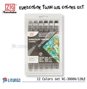 ZIG 吳竹漫畫雙頭水彩筆麥克筆12色套裝(冷灰色彩)