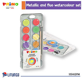 Primo 高品質水彩片Ø 30mm (7 金屬色 & 5 螢光色 (Primo watercolour dises Ø30mm (7 Metallic & 5 Fluo)