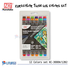ZIG 吳竹漫畫雙頭水彩筆麥克筆12色套裝(絢麗彩色)