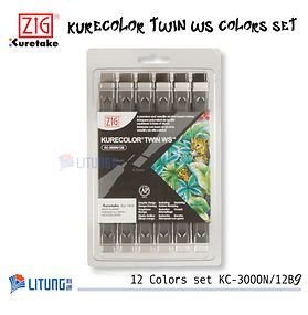 ZIG 吳竹漫畫雙頭水彩筆麥克筆12色套裝(暖灰色彩)