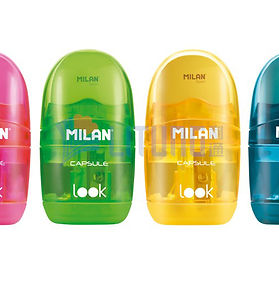 Milan 掛咭裝 Capsule Look雙孔筆刨 + 膠擦 (12排套裝)
