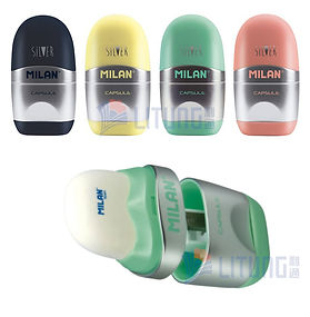 Milan Sliver 鉛筆刨 + 擦膠連雙替芯(12排裝)