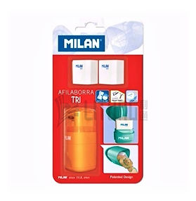 Milan Tri 三角鉛筆刨 + 擦膠連雙替芯