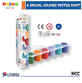 Primo 金屬、熒光和珍珠海報色 (6特殊顏色) 套裝 (Primo Ready-mix metallic, fluo and pearl poster paint 6 special colours)
