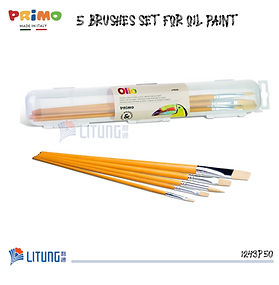 Primo 塑膠彩毛筆5支筆套裝(圓+方形筆尖)(Primo 5 Brushes for Oil Paint (Round+ Square Tipped)
