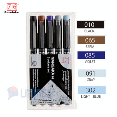ZIG CNM015V mangaka flexible 5 colors Packing w color chart LTLogo 400x400