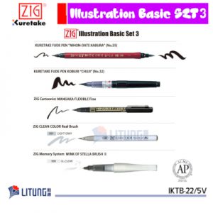 ZIG IKTB-22 5V web B 插畫基礎套裝(5支裝) 5 pens with specifications Litung 400x400